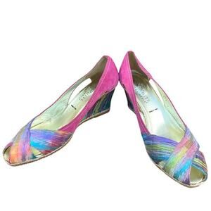 Ron White wedge‎ sandal women's size 9 / 39.5  All Day pink colorful boho NEW
